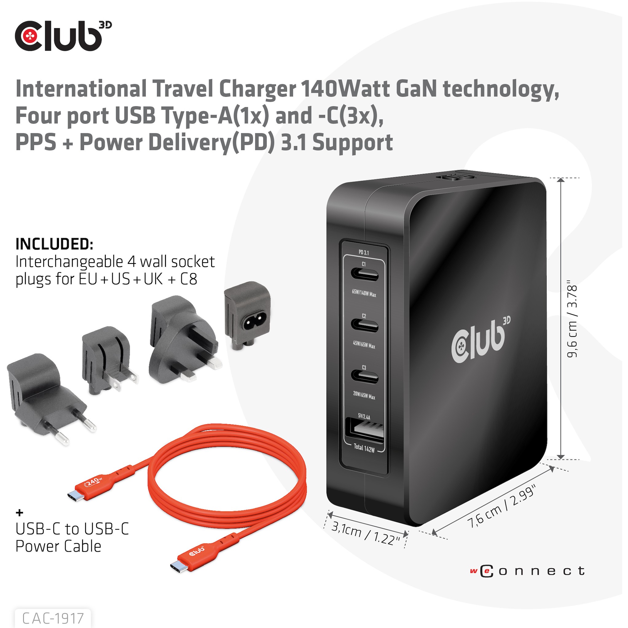 CLUB3D CAC-1917 Netzteil 140 W