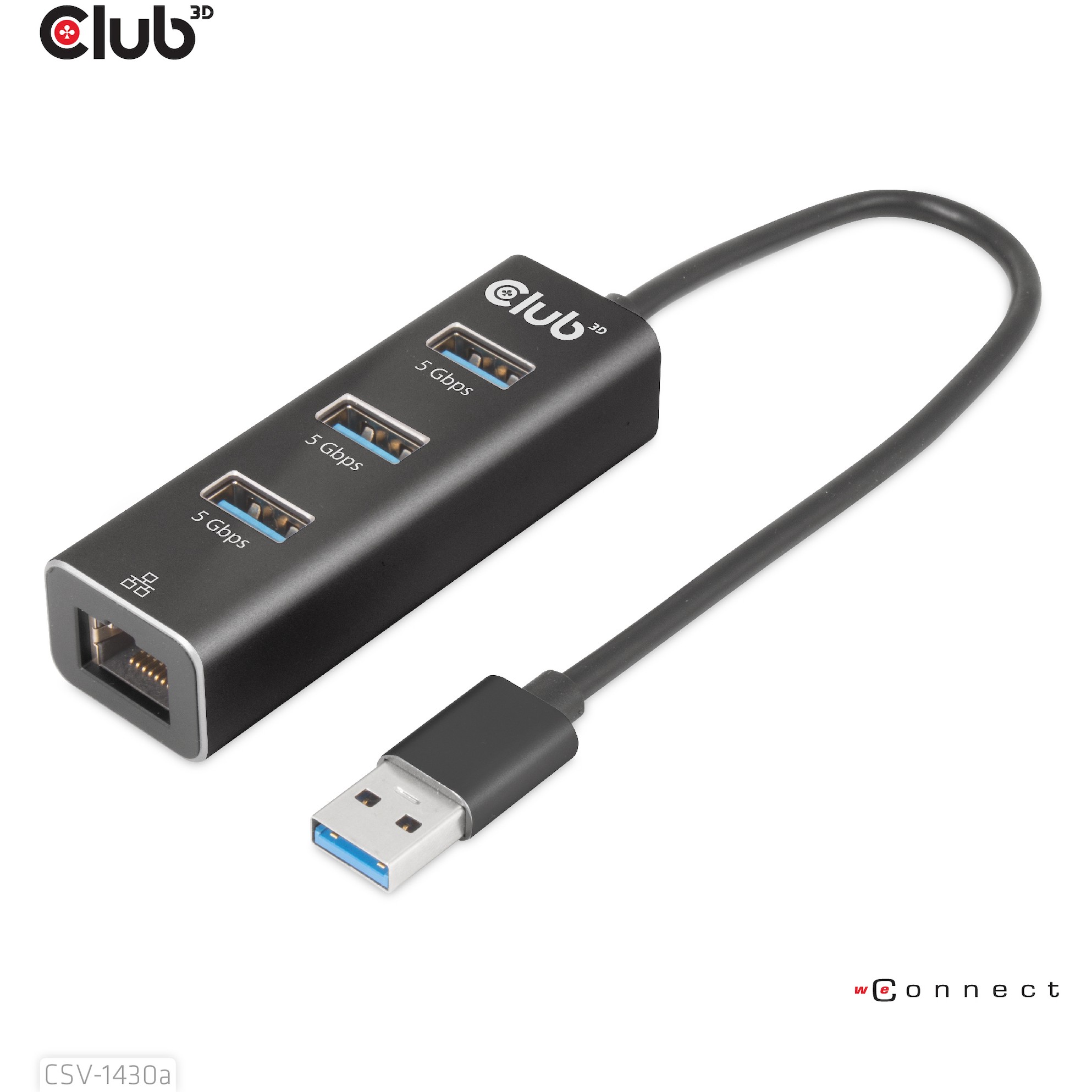 CLUB3D CSV-1430a Kabelgebunden USB 3.2 Gen 1 (3.1 Gen 1) Type-A Schwarz