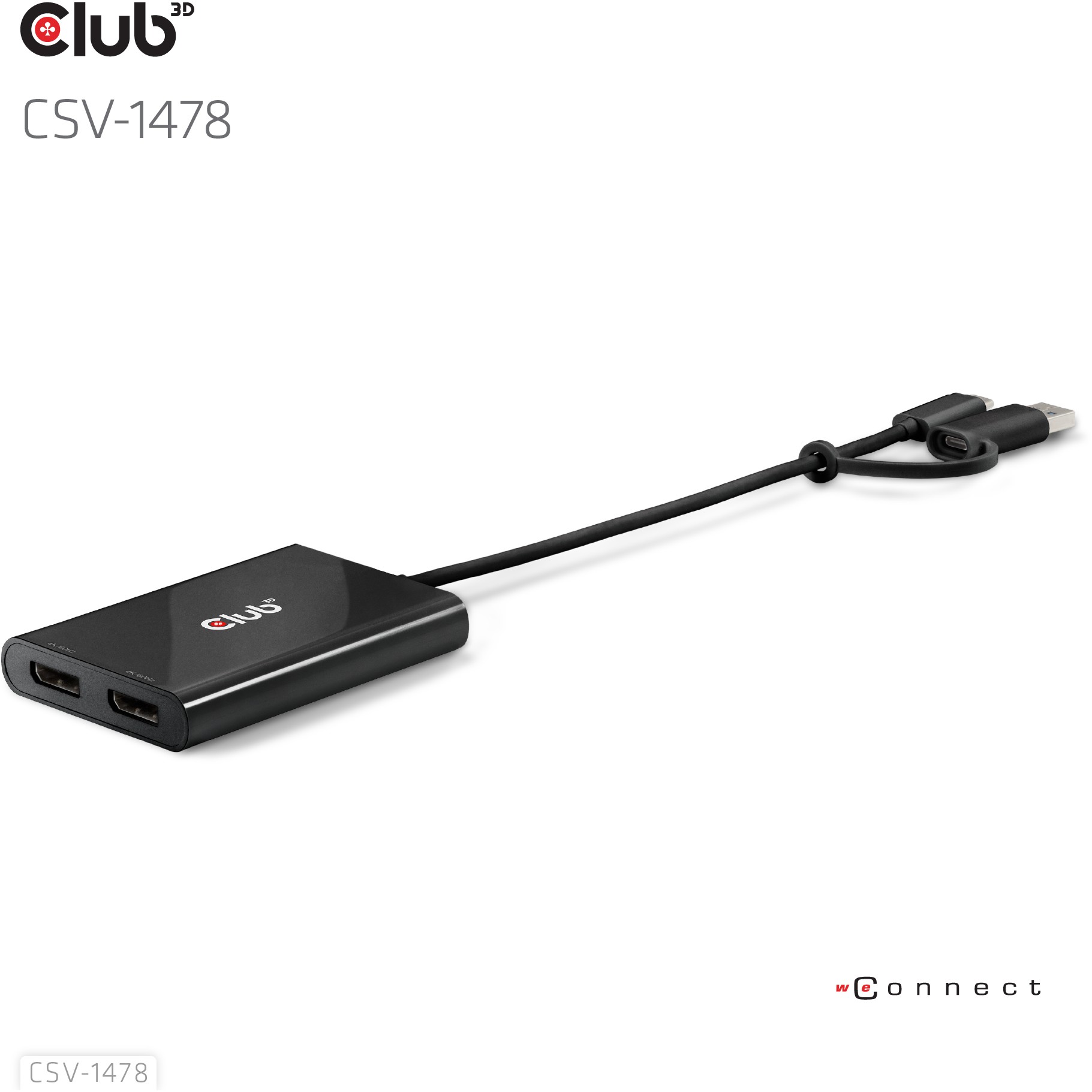 CLUB3D CSV-1478 Videosplitter USB Typ-C 2x DisplayPort