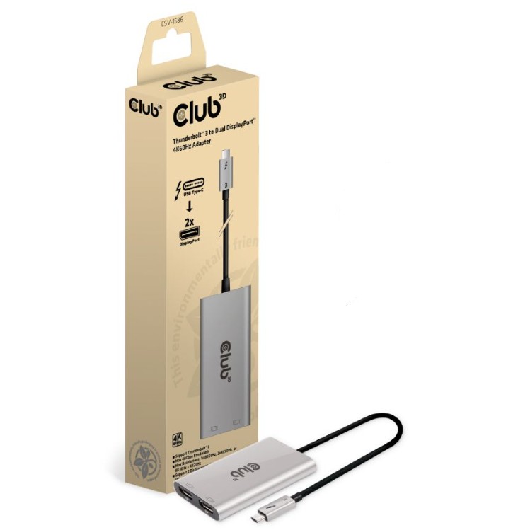 CLUB3D CSV-1586 Schnittstellen-Hub Thunderbolt 3 40000 Mbit/s Silber