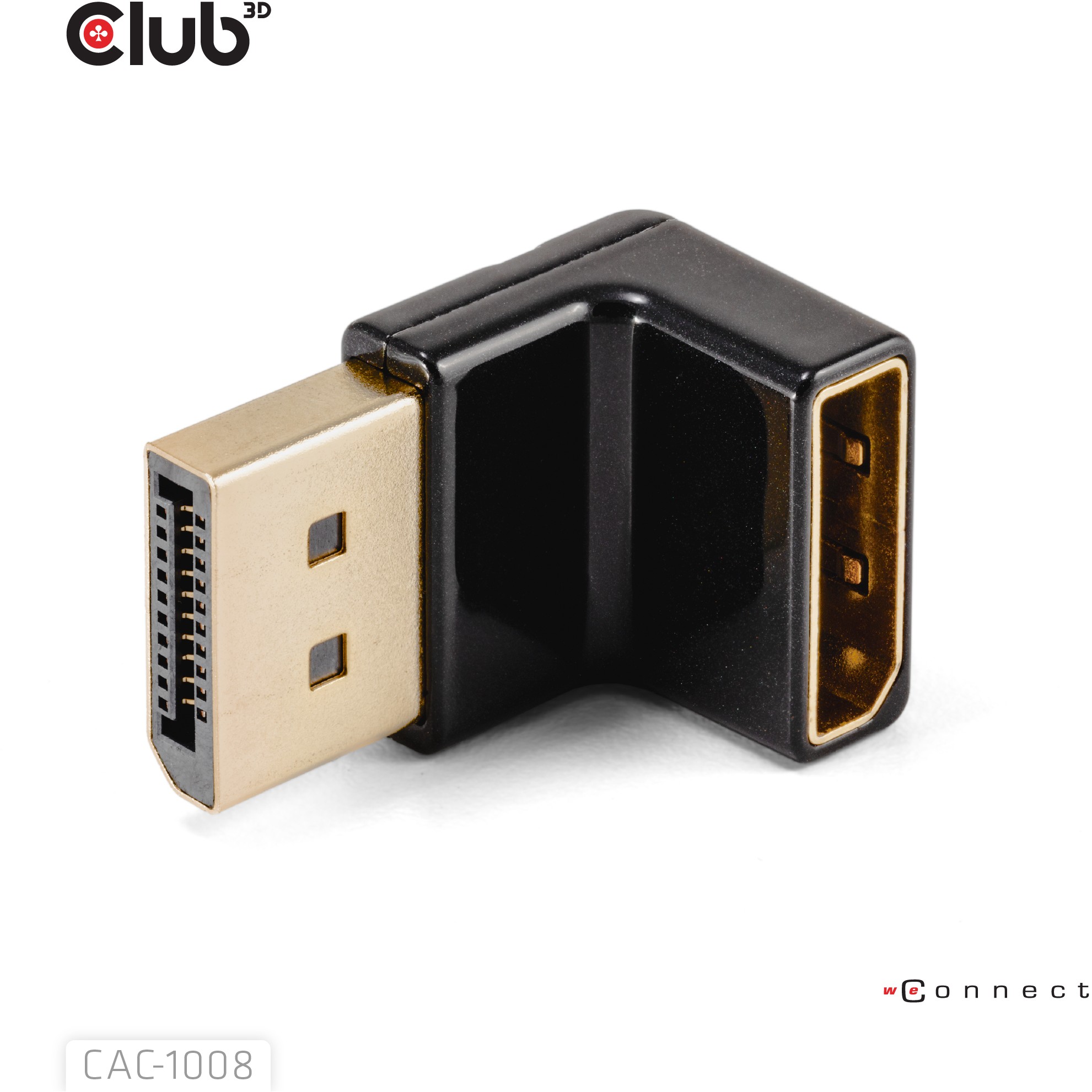 CLUB3D DISPLAYPORT MALE TO DISPLAYPORT 1.4 FEMALE 90 DEGREE ANGLED ADAPTER 4K120HZ M/F - Adapter