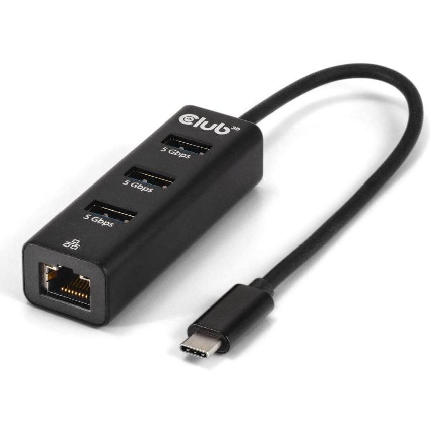 Club3D USB-Hub USB Typ-C 3.2 > 3x USB Typ A       1Gbps retail