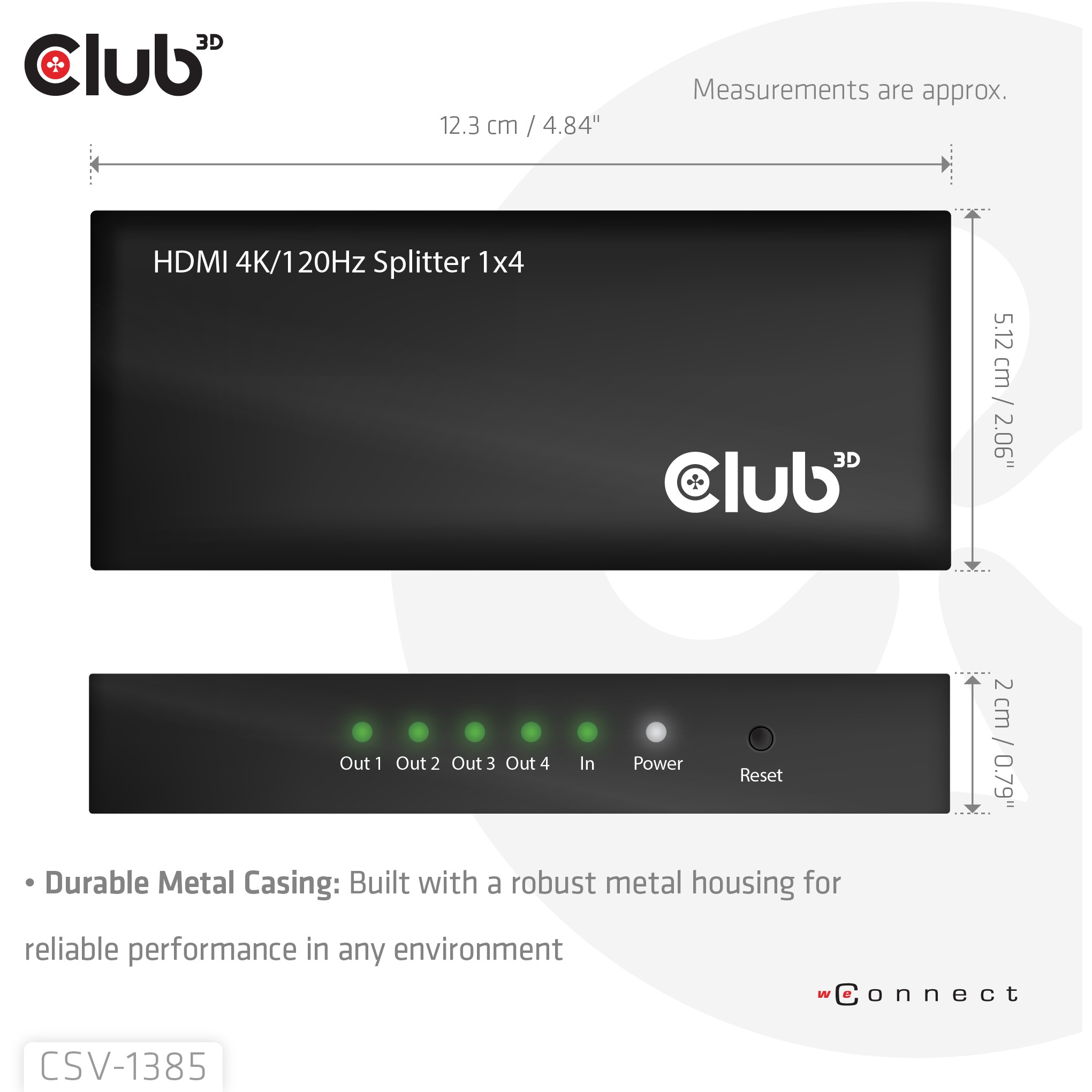 Club3D HDMI Splitter  1 Eingang  -> 4 Ausgänge 4K120Hz UHD retail