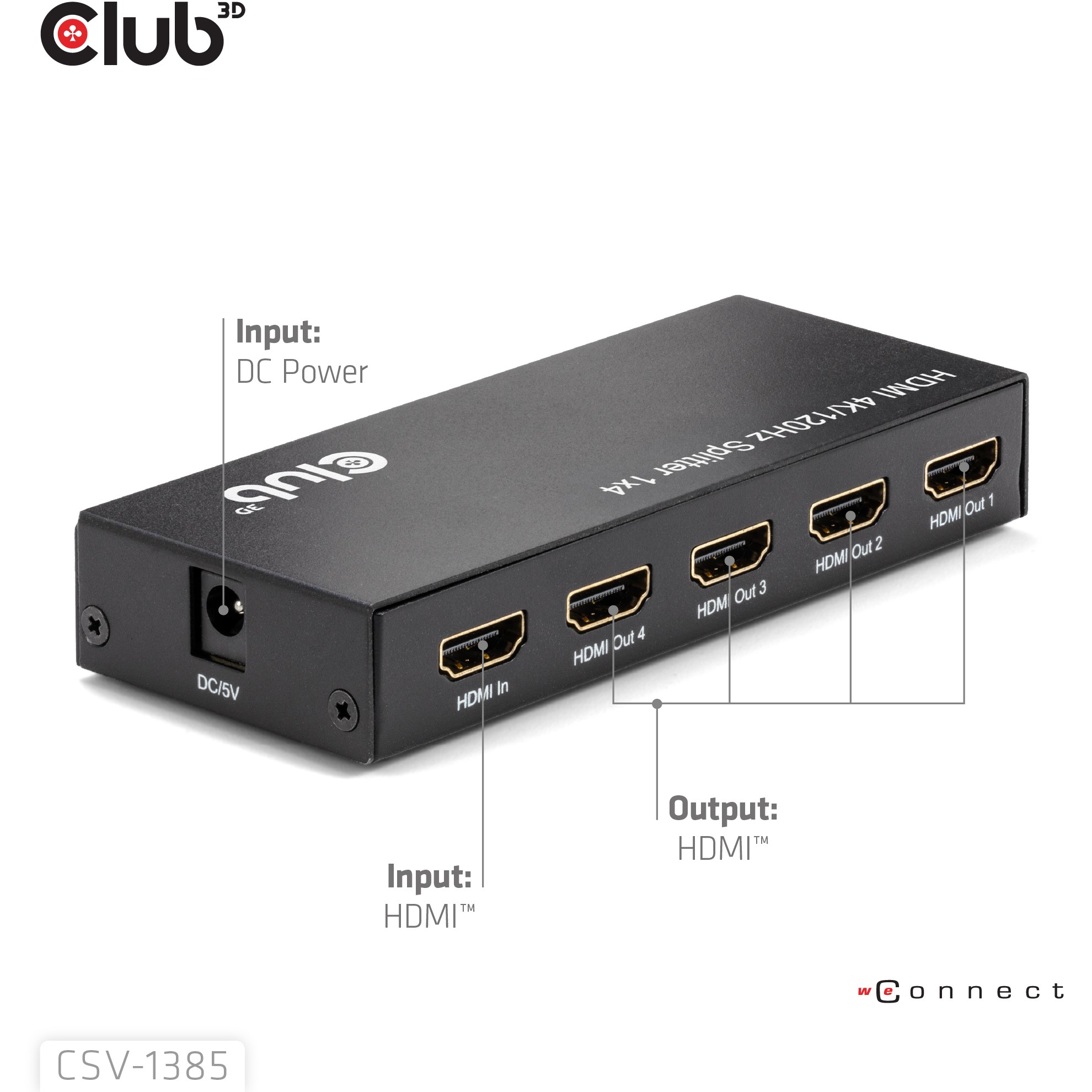 Club3D HDMI Splitter  1 Eingang  -> 4 Ausgänge 4K120Hz UHD retail