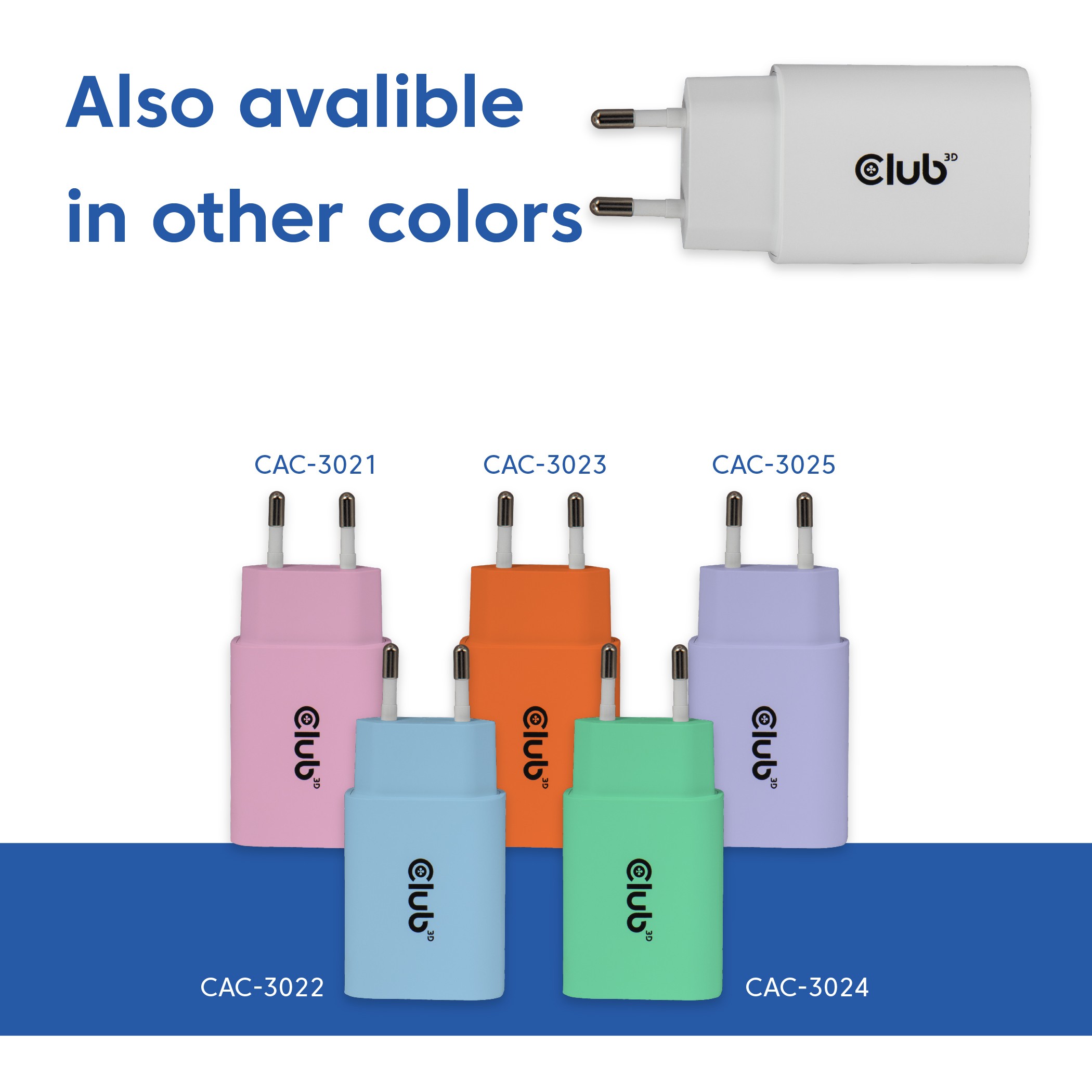 Club3D Lifestyle Ladegerät USB-C 30Watt, 2Stk  weiß retail