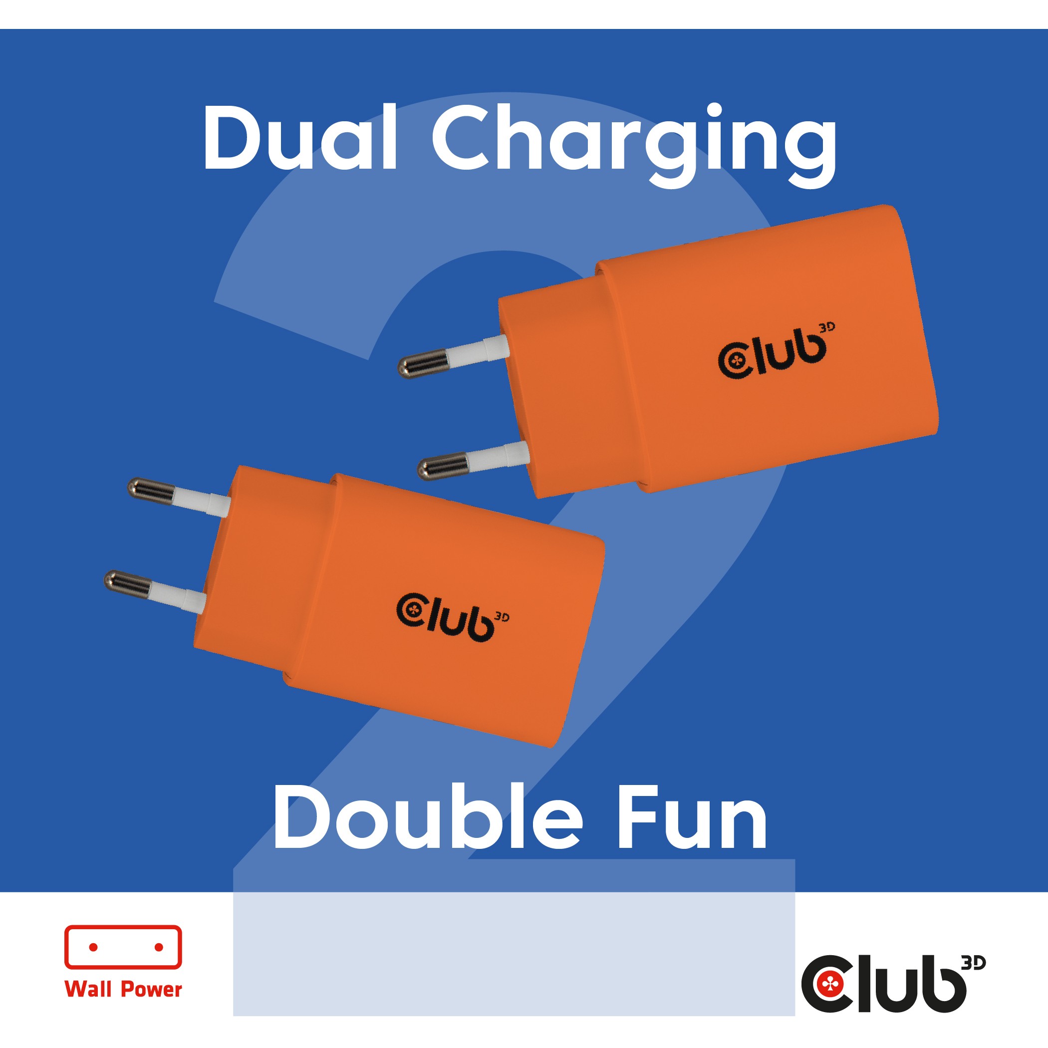 Club3D Lifestyle Ladegerät USB-C 30Watt, 2Stk  orange retail