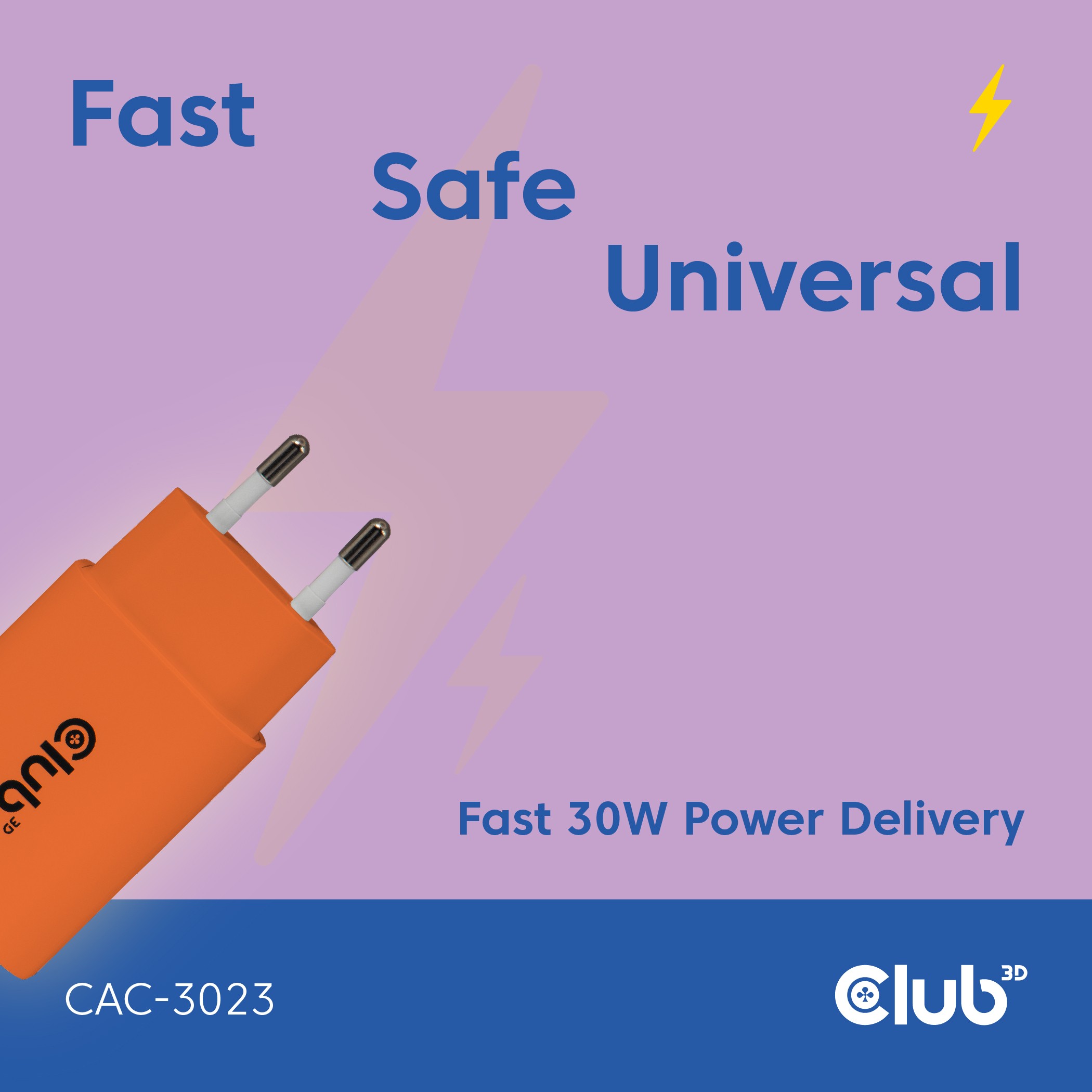 Club3D Lifestyle Ladegerät USB-C 30Watt, 2Stk  orange retail