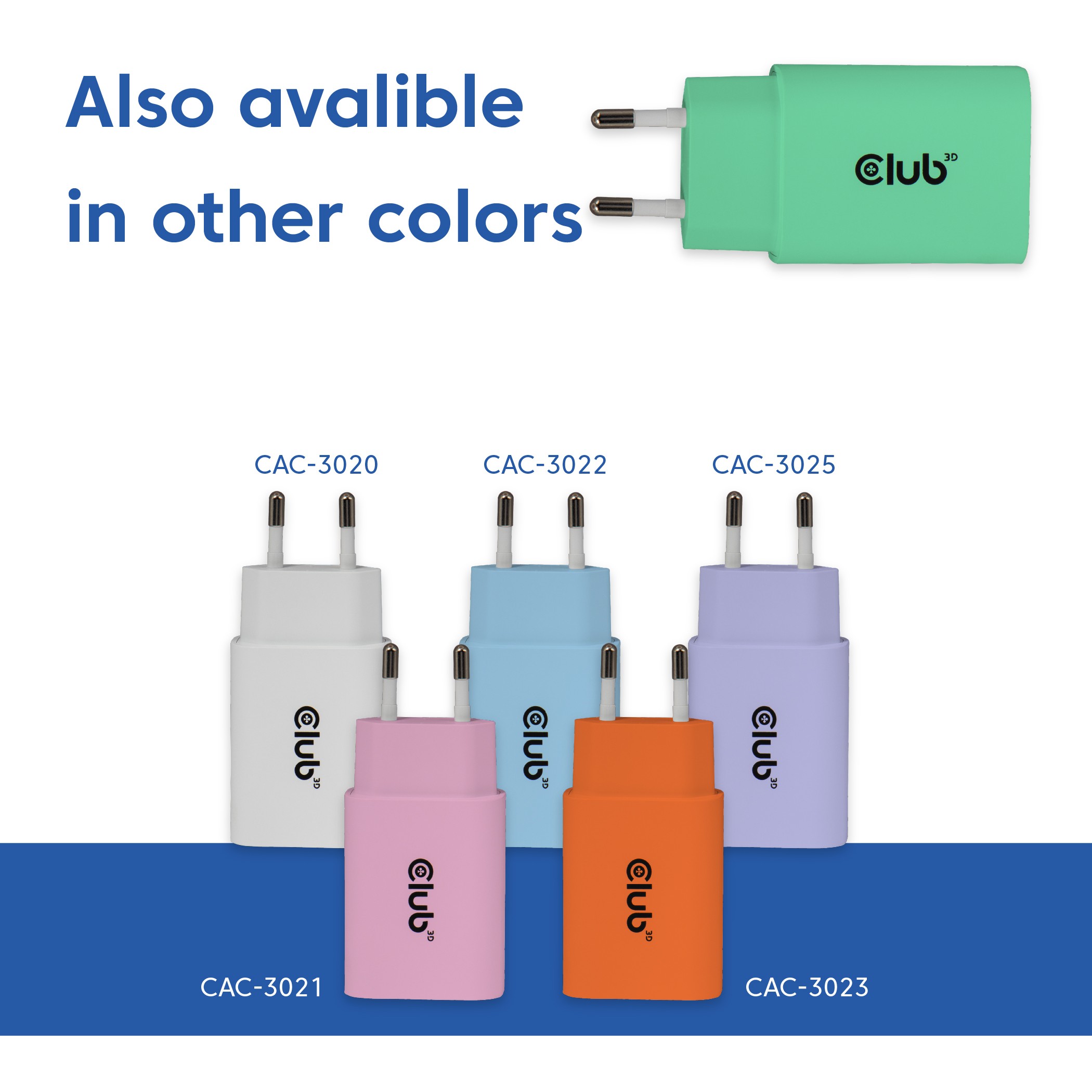 Club3D Lifestyle Ladegerät USB-C 30Watt, 2Stk  grün retail