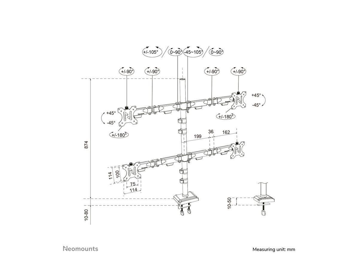 NEOMOUNTS NERO Quadruple monitor arm