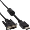 InLine HDMI-DVI Adapterkabel, 19pol Stecker auf 18+1 Stecker, mit Ferrit, 0,3m - Nr. 17658