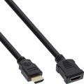 InLine HDMI Verlängerung, HDMI-High Speed, Stecker / Buchse, schwarz, vergoldete Kontakte, 1m - Nr. 17631G