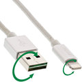 InLine Lightning USB Kabel, für iPad, iPhone, iPod, silber/Alu, 2m