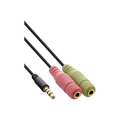 InLine® Audio Headset Adapterkabel, 3,5mm Klinke Stecker 4pol. an 2x 3,5mm Klinke Buchse, 2m