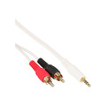 InLine® Cinch/Klinke Kabel, 2x Cinch Stecker an 3,5mm Klinke Stecker, weiß / gold, 5m