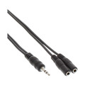 InLine® Klinken Y-Kabel, 3,5mm Klinke Stecker an 2x 3,5mm Klinke Buchse, Stereo, 2m