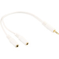 InLine® Klinken Y-Kabel, 3,5mm ST an 2x 3,5mm BU, Stereo, weiß/vergoldet, 0,1m