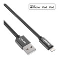 InLine Lightning USB Kabel, für iPad, iPhone, iPod, schwarz/Alu, 1m MFi-zertifiziert