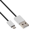 InLine Micro-USB 2.0 Kabel, USB-A Stecker an Micro-B Stecker, schwarz/Alu, flexibel, 0,5m