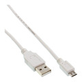InLine Micro-USB 2.0 Kabel, USB-A Stecker an Micro-B Stecker, weiß, 0,5m