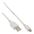 InLine® Micro-USB 2.0 Kabel, USB-A Stecker an Micro-B Stecker, weiß, - 31705W