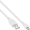 InLine® Micro-USB 2.0 Kabel, USB-A Stecker an Micro-B Stecker, weiß, 2m
