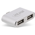 InLine® Mini USB 2.0 Hub, USB C Stecker auf 2x USB A Buchse, silber