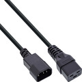 InLine® Netz Adapterkabel, IEC-60320 C14 auf C19, 3x1,5mm², max. 10A, schwarz, 0,5m