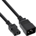 InLine Netz Adapterkabel, IEC-60320 C20 auf C13, 3x1,5mm, max. 10A, schwarz, 0,5m