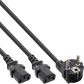 InLine® Netz-Y-Kabel, 1x Schutzkontaktstecker zu 2x Kaltgerätestecker, 3m