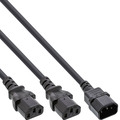 InLine Netz-Y-Kabel, Kaltgeräte, 1x IEC-C14 auf 2x IEC-C13, 1m