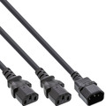 InLine Netz-Y-Kabel, Kaltgerte, 1x IEC-C14 auf 2x IEC-C13, 1m