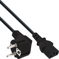 InLine Netzkabel, Schutzkontakt gewinkelt auf Kaltgertestecker C13, 0,3m