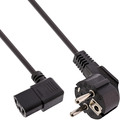 InLine Netzkabel, Schutzkontakt gewinkelt auf Kaltgertestecker C13 links abgewinkelt, 0,3m, schwarz
