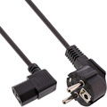InLine Netzkabel, Schutzkontakt gewinkelt auf Kaltgertestecker C13 rechts abgewinkelt, 0,3m, schwarz