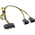 InLine® SATA Strom-Y-Kabel, SATA Buchse an 2x Lüfter (2pol) Stecker, 0,30m