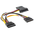 InLine® SATA Stromadapterkabel, SATA Stecker / Buchse, an 2x SATA Stecker, 0,15m