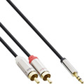 InLine® Slim Audio Kabel Klinke 3,5mm Stecker an 2x Cinch Stecker, 0,5m