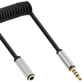 InLine® Slim Audio Spiralkabel Klinke 3,5mm ST/BU, 4-polig, Stereo, 0.5m