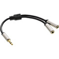InLine® Slim Audio Y-Kabel Klinke 3,5mm ST an 2x Klinke BU, 0,15m - 99250