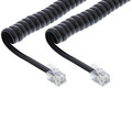 InLine® Spiralkabel, RJ10 Stecker / Stecker, max. 2m schwarz, 1:1 belegt