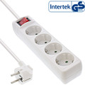 InLine® Steckdosenleiste, 4-fach Schutzkontakt, mit Schalter, weiß, - 16443G