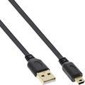 InLine® USB 2.0 Flachkabel, USB A ST an Mini-B ST (5pol.), schwarz, 1m