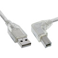 InLine® USB 2.0 Kabel, A an B rechts abgewinkelt, transparent, 0,3m