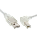 InLine® USB 2.0 Kabel, A an B, rechts abgewinkelt, transparent, 0,3m - 34516R