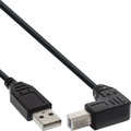 InLine® USB 2.0 Kabel, A an B, unten abgewinkelt, schwarz, 0,3m - 34503U