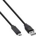 InLine® USB 2.0 Kabel, USB-C Stecker an A Stecker, schwarz, 0,3m