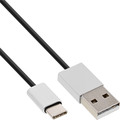 InLine® USB 2.0 Kabel, USB-C Stecker an A Stecker, schwarz/Alu, 0,5m - 35836