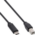 InLine® USB 2.0 Kabel, USB-C Stecker an B Stecker, schwarz, 0,5m