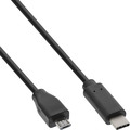 InLine® USB 2.0 Kabel, USB-C Stecker an Micro-B Stecker, schwarz, 0,5m