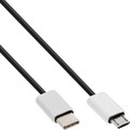 InLine® USB 2.0 Kabel, USB-C Stecker an Micro-B Stecker, schwarz/Alu, flexibel, 1,5m